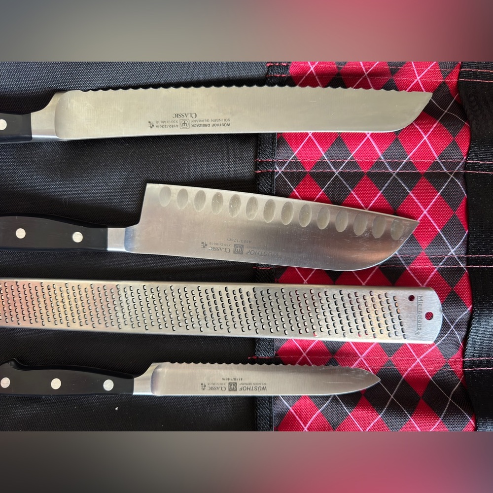 Classic series Wusthof knives with rare Dickies knife roll.